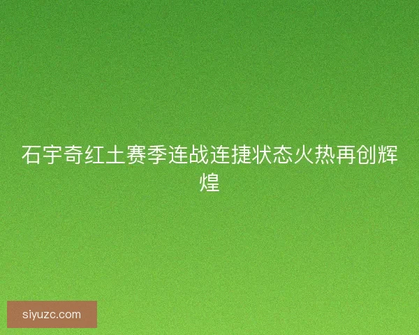 石宇奇红土赛季连战连捷状态火热再创辉煌